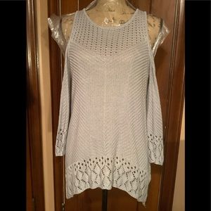 Lauren Conrad, Lt.Grey/Blue Cold Shoulder Long Top